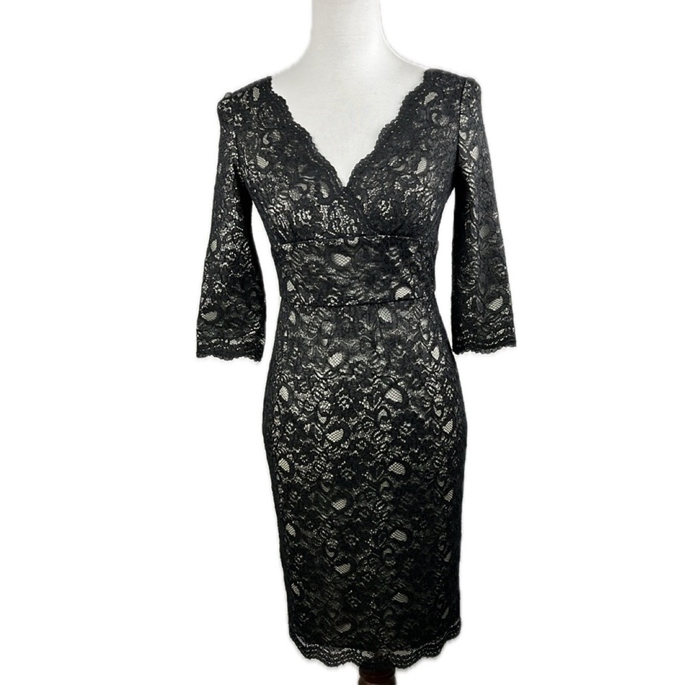 Adrianna Papell Petite Lace Sheath Dress Size 2P Cocktail Wedding Event Retro